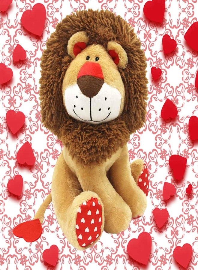 WEIGEDU Love Lion Stuffed Animal, King Lion Plush Toy with Mane Heart Shape Tail for Boy Girls Kids Baby Couple Lover Birthday Bedtime Gift, 13.8“ - Image 4